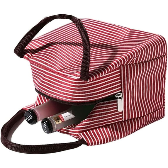 Ywuzuh Stripes Lunch Bag Women, 2 Pcak Cooler Tote Bag Insulated Lunch Bento Box Bag,Canvas Portable Tote Thermal Bag for Adult Women and Men for Work