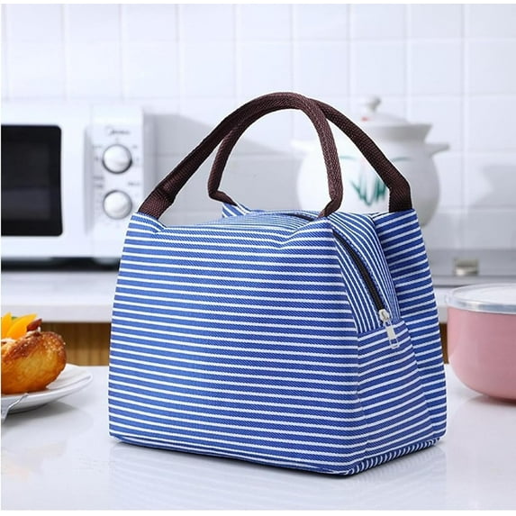 Ywuzuh Stripes Lunch Bag Women,Cooler Tote Bag Insulated Lunch Bento Box Bag, Canvas Portable Tote Thermal Bag for Adult Women and Men for Work