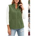 thumbnail image 1 of Ywyfzly Women's Fleece Vest Zip Up Stand Collar Sleeveless Gilet with Pockets Warm Casual Fall Winter Outerwear Army Green XXXL, 1 of 8