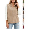 thumbnail image 1 of Ywyfzly Women's Fleece Vest Zip Up Stand Collar Sleeveless Gilet with Pockets Warm Casual Fall Winter Outerwear Khaki XXXL, 1 of 8