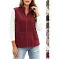 thumbnail image 1 of Ywyfzly Women's Fleece Vest Zip Up Stand Collar Sleeveless Gilet with Pockets Warm Casual Fall Winter Outerwear Wine S, 1 of 8