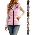 thumbnail image 1 of Ywyfzly Women's Quilted Puffer Vest with Faux Fur Collar Zip Up Sleeveless Padded Gilet with Pockets Solid Color Fall Winter Outerwear Pink M, 1 of 8