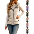 thumbnail image 1 of Ywyfzly Women's Quilted Puffer Vest with Faux Fur Collar Zip Up Sleeveless Padded Gilet with Pockets Solid Color Fall Winter Outerwear White M, 1 of 8