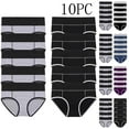 thumbnail image 1 of Yxbdin 10 Pack Color Block Panties for Women Cotton Plus Size Underwear Comfortable Full Coverage Briefs Classic High Waisted Underwear, 1 of 5