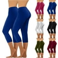 thumbnail image 1 of Yxbdin 2 Pack Capri Leggings with Pockets Tummy Control High Waisted Yoga Pants Stretch Solid Tights for Athletic Running Black M, 1 of 7