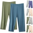 thumbnail image 1 of Yxbdin 2 Packs Womens Plus Size Capri Pants Wide Leg Elastic High Waisted Lounge Pant Fashion Summer Capris Beige XXXXXL, 1 of 4