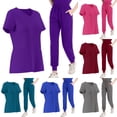 thumbnail image 1 of Yxbdin 2 Piece Scrub Sets for Women Solid Color Medical Uniforms Short Sleeve V Neck Scrubs Tops and Jogger Pants Nurse Workwear with Pockets Hot Pink L, 1 of 6