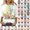 thumbnail image 1 of Yxbdin 3/4 Sleeve T Shirts for Women Plus Size Easter Eggs Shirt 3/4 Sleeve Bunny Graphic Tee Crew Neck Funny Spring Tops White XXXL, 1 of 8
