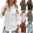 thumbnail image 1 of Yxbdin Cotton Linen Business Shirts for Women Lapel Button Down Tunic Shirt Dressy Casual Long Sleeve Pleated Outfits Elegant Office Tops Brown XL, 1 of 9