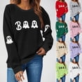thumbnail image 1 of Yxbdin Crew Neck Sweatshirts Women Graphic Halloween Sweatshirt Funny Ghost Print Fall Pullover Casual Long Sleeve Tops Holiday Daily Wear, 1 of 5