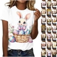 thumbnail image 1 of Yxbdin Easter Bunny Shirt for Women Plus Size Short Sleeve T Shirts Easter Eggs Graphic Tee Casual Funny Crew Neck Tops Spring Cute Rabbit Clothes Army Green XL, 1 of 6
