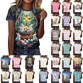 thumbnail image 1 of Yxbdin Easter Bunny Shirts for Women Summer Casual Short Sleeve T Shirts Crew Neck Rabbit Graphic Tee Easter Day Easter Eggs Print Tops Hot Pink L, 1 of 6