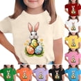 thumbnail image 1 of Yxbdin Easter Shirts for Kids Loose Bunny Short Sleeve Shirt Funny Easter Eggs Graphic Blouses Cute Girls Festival Outfits Summer Tops Red 3-4Years, 1 of 5