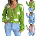 thumbnail image 1 of Yxbdin Knitted Cardigan Sweaters for Women Trendy Cloud Print Cropped Cardigans Classic Long Sleeve Sweater Tops Fall Winter Fashion Clothing, 1 of 4