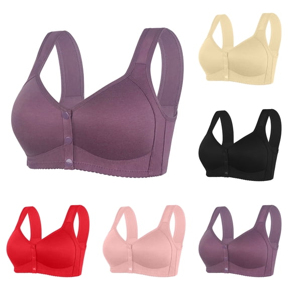 Yxbdin Plus Size Front Closure Bras for Women Wireless Full Coverage Bra Comfortable Push Up Bralettes Breathable Bralette for Older Women 48