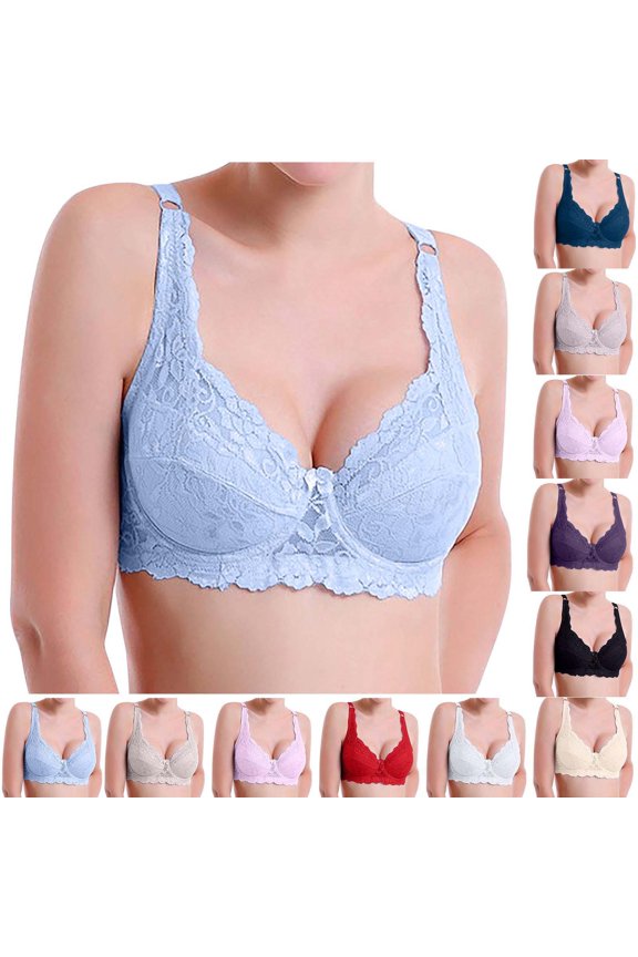 Plus Size Lace Bra for Women Wireless Push Up Bras Full Coverage Breathable Bralettes Comfortable Bralette for Large Bust 100C