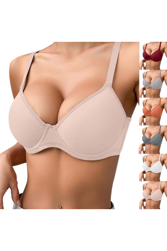 Plus Size Seamless Bra for Women Push Up Deep V Bras Comfortable Wireless Bralettes Beauty Back Bralette for Large Breast 75C