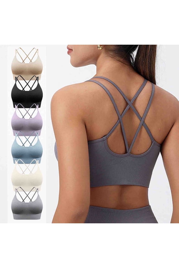 Quick Dry Sports Bras for Women Yoga Running Jogging Wireless Bras Fashion Crisscross Back Extended Wireless Bra Cozy Full Coverage Bras