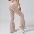thumbnail image 1 of Yxbdin Ribbed Yoga Pants for Women Flare Leg High Waist Bootcut Leggings Seamless Solid Pant Butt Lifting Stretchy Tummy Control Legging for Gym Fitness Khaki XL, 1 of 8