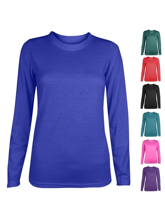 Round Neck Fall Shirts for Women Long Sleeve Shirts Cozy Solid Color Basic Tshirts Lightweight Layered Casual Petite Tops M