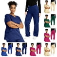 thumbnail image 1 of Yxbdin Scrubs Set for Women Medical Uniform V Neck Short Sleeve Nursing Tops and Elastic Waist Pants Sets Medical Workwear with Pockets Blue S, 1 of 5