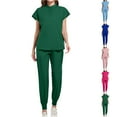 thumbnail image 1 of Yxbdin Scrubs for Women Set Short Sleeve Crewneck Medical Uniforms Jogger Pants Nurse Scrubs Sets Scrub Workwear with Pockets Light Blue S, 1 of 5
