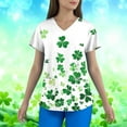 thumbnail image 1 of Yxbdin St Patrick's Day Shirts Women Plus Size V Neck Short Sleeve Printed Scrub Tops Comfy Cozy Medical Uniform Shirts with Pockets Green XXXXL, 1 of 5