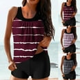 thumbnail image 1 of Yxbdin Two Piece Striped Tankini Bathing Suits with Boyshorts for Women Tummy Control High Waisted Swimsuits Sporty Modest Swimwear Pink L, 1 of 7