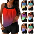 thumbnail image 1 of Yxbdin Two Piece Tankini Bathing Suits with Shorts for Women Summer Modest Tummy Control Swimsuits High Waisted Swimwear Red XXL, 1 of 6