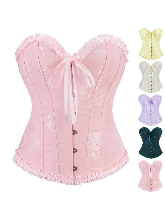 Victorian Corset Tops Women Night Out Lace Up Bustiers Classic Hook Closure Vintage Corset Overbust Bustier Shapewear Halloween Costumes