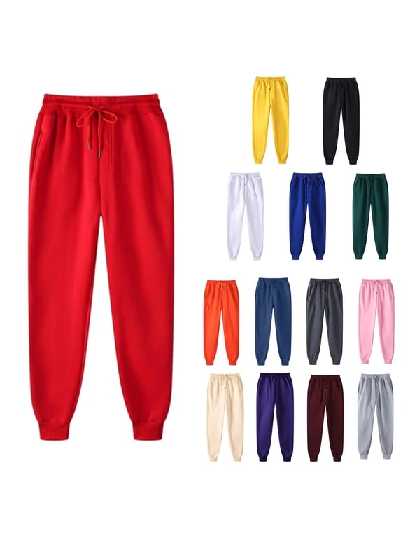 Warm Joggers for Women with Pockets Plus Size Sweatpants Casual Drawstring Waist Track Pants Running Fitness Jogging Workout Pants