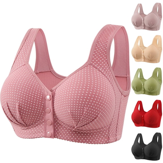 Yxbdin Wireless Bra for Women Plus Size Front Closure Bras Full Coverage Comfortable Bralettes for Older Women S