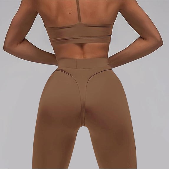 Yxbdin Women's High Waisted Leggings Butt Lifting Tummy Control Yoga Pants Stretchy Gym Workout Pant Brown M