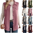 thumbnail image 1 of Yxbdin Womens Corduroy Vest Collared Sleeveless Jackets Button Down Going Out Outfits with Pockets Lightweight Suitable Open Front Cardigan for Fall, 1 of 8