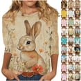 thumbnail image 1 of Yxbdin Womens Easter T Shirts Plus Size Cute Bunny Graphic Tee Crew Neck Vintage Casual Tops for Summer Spring Multicolor XXXL, 1 of 6