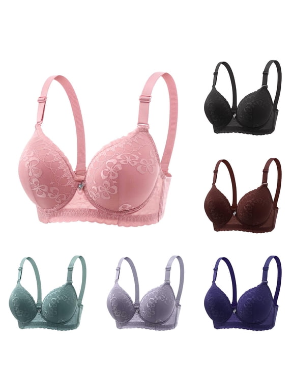 Womens Embroidered Push Up Bra Padded Underwired Bras Trendy Adjustable Straps Bralette Comfortable Breathable Under Clothing Everyday Daily Wear