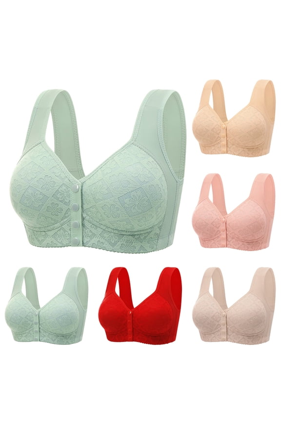 Womens Front Closure Bra Plus Size Full Coverage Bras Wireless Comfortable Bralettes Supportive Bralette for Large Breast M