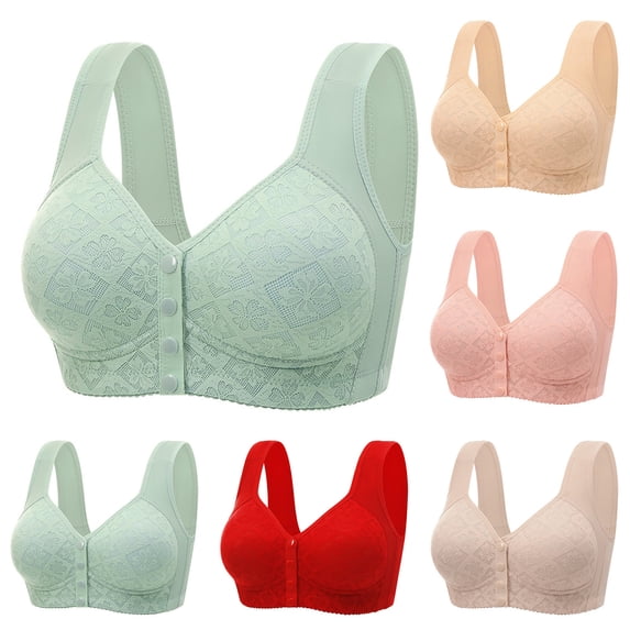 Yxbdin Womens Front Closure Bra Plus Size Full Coverage Bras Wireless Comfortable Bralettes Supportive Bralette for Large Breast M