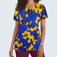 thumbnail image 1 of Yxbdin Womens Graphic Scrub Tops Short Sleeve V Neck Nursing Uniform Shirts Loose Fit Vintage Floral Print Scrub Shirt with Pockets Blue XXL, 1 of 5