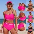 thumbnail image 1 of Yxbdin Womens High Waist Bikini Sets Sporty 2 Piece Bathing Suits Drawstring Tummy Control Color Block Swimsuits Black S, 1 of 10