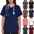 thumbnail image 1 of Yxbdin Womens Scrub Shirts Classic V Neck Short Sleeve Medical Scrubs Comfy Soft Nursing Uniform Solid Scrubs Tops with Pockets Pink XXL, 1 of 5