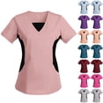 thumbnail image 1 of Yxbdin Womens Short Sleeve Scrubs Fashion Color Block V Neck Scrub Shirts Tunic Comfy Medical Uniforms Scrub Tops Rose Gold XXL, 1 of 4