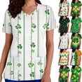 thumbnail image 1 of Yxbdin Womens St Patricks Day Shirts Plus Size Striped Nurse Working Uniforms V Neck Short Sleeve Scrub Shirts with Pockets Green*1 M, 1 of 7