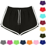 Yxbdin Womens Summer Athletic Shorts Color Block Dolphin Shorts Yoga Dance Running Shorts with Pockets Drawstring Waisted Sport Shorts