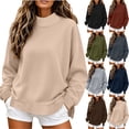 thumbnail image 1 of Yxbdin Womens Sweatshirts No Hood Mock Neck Sweatshirt Comfy Long Sleeve Tops Suitable Loose Fit Pullover Daily Going Out Fall Clothes, 1 of 9
