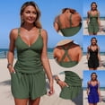 thumbnail image 1 of Yxbdin Womens Tankini Swimsuits with Shorts Ruched Tummy Control 2 Piece Bathing Suit Swim Tops with Pockets Bottoms Beach Vacation Swimwear Sets Black XL, 1 of 8