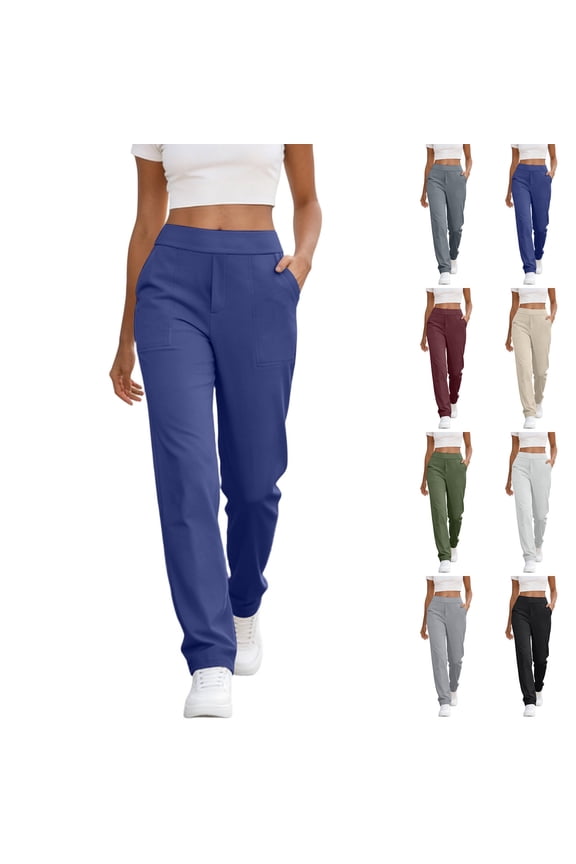 Womens Tummy Control Waisted Yoga Pants with Pockets Running Jogging Cycling Gym Pants Stretchy Comfy Breathable Workout Pants