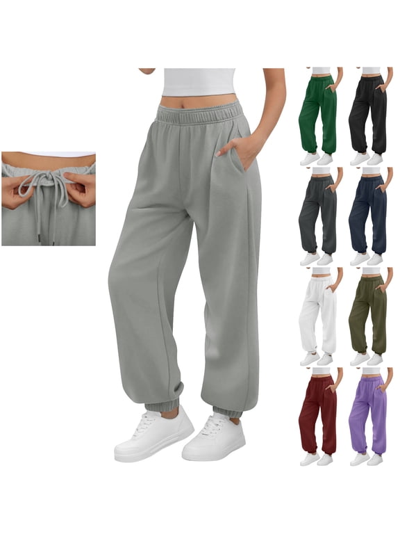 Womens Wide Leg Sweatpants Loose Fit Elastic Waisted Joggers Trousers Cinch Bottom Casual Pants Comfy Sports Pants with Pockets Red XL