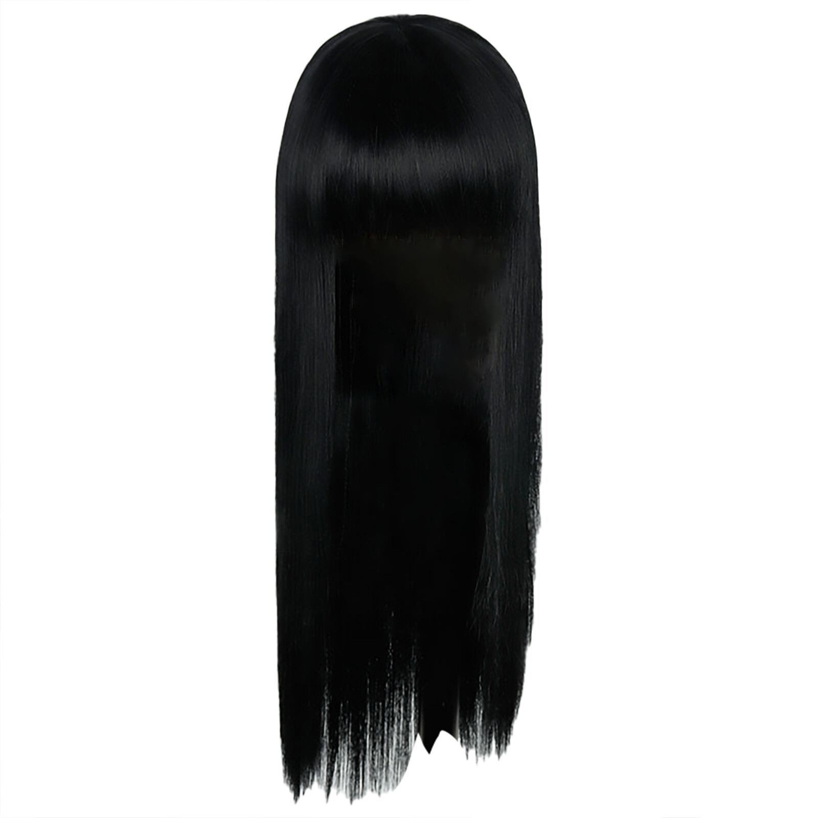Yxeeychen Wig Female Air Bangs Long Straight Hair Rose Net Silk Fiber Wig Headcover Wig