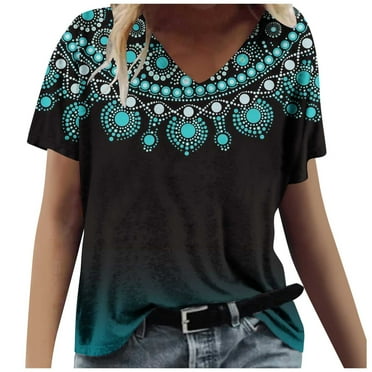 Yxnmud Women's Blouses Fashion Woman Causal V-Neck Solid Blouse Short Sleeve T-Shirt Summer Tops